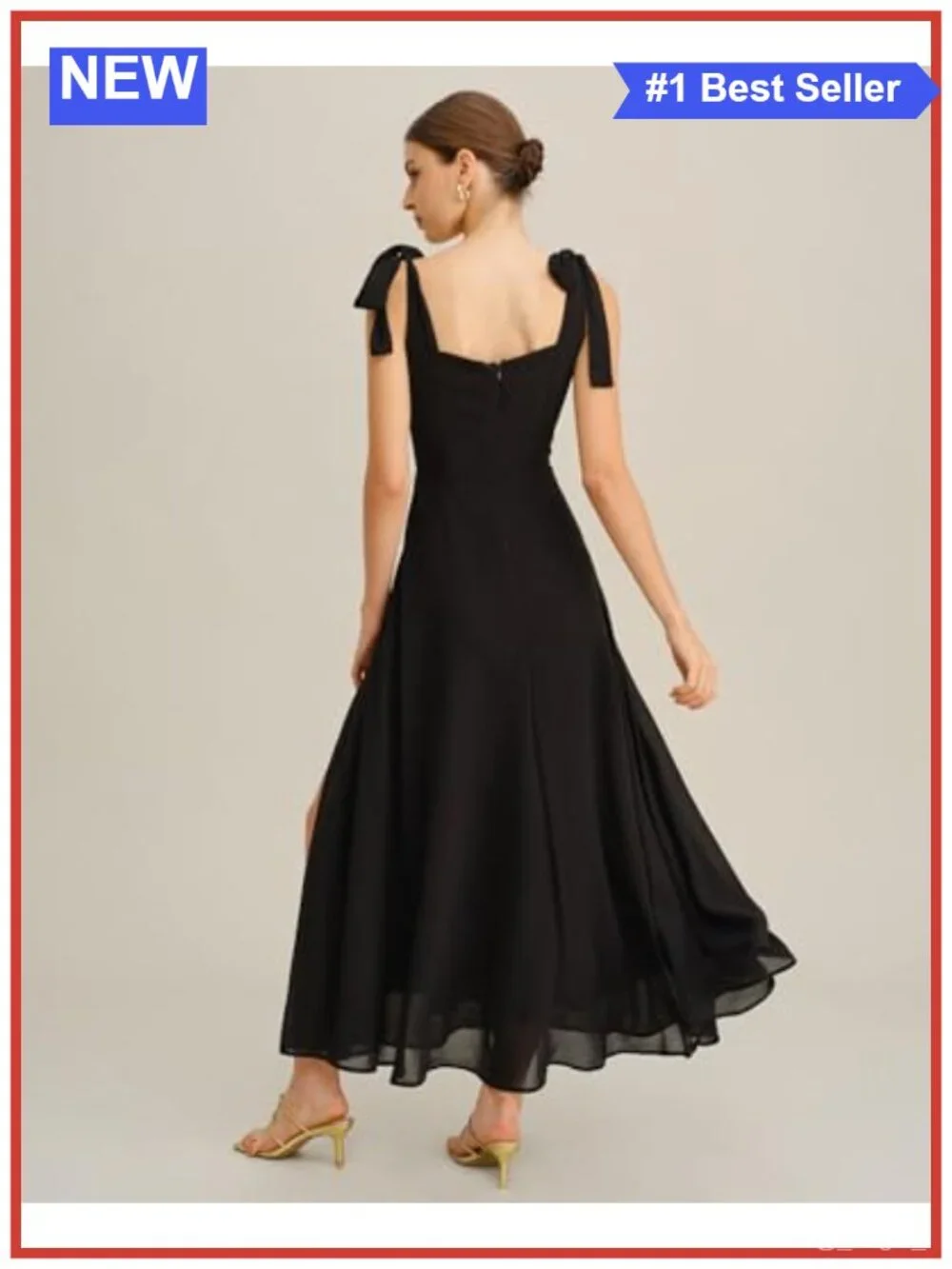 Chiffon Sleeveless Square Neck Maxi Dress Tiered Slit Formal